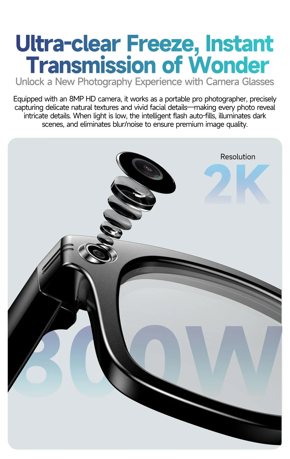 2025 Smart Glasses — Bluetooth Camera, Video Recording, AI Photo Recognition, 100+ Language Translation, Music Player for Men and Women