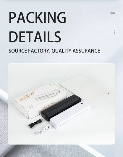 A4 Portable Thermal Printer - Lightweight & Compact Wireless Mobile Printer for Travel, Vehicles, and Office Use