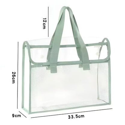A4 Student Exam File Bag - Waterproof Double Layer PVC Document Organizer with Handle & Pockets