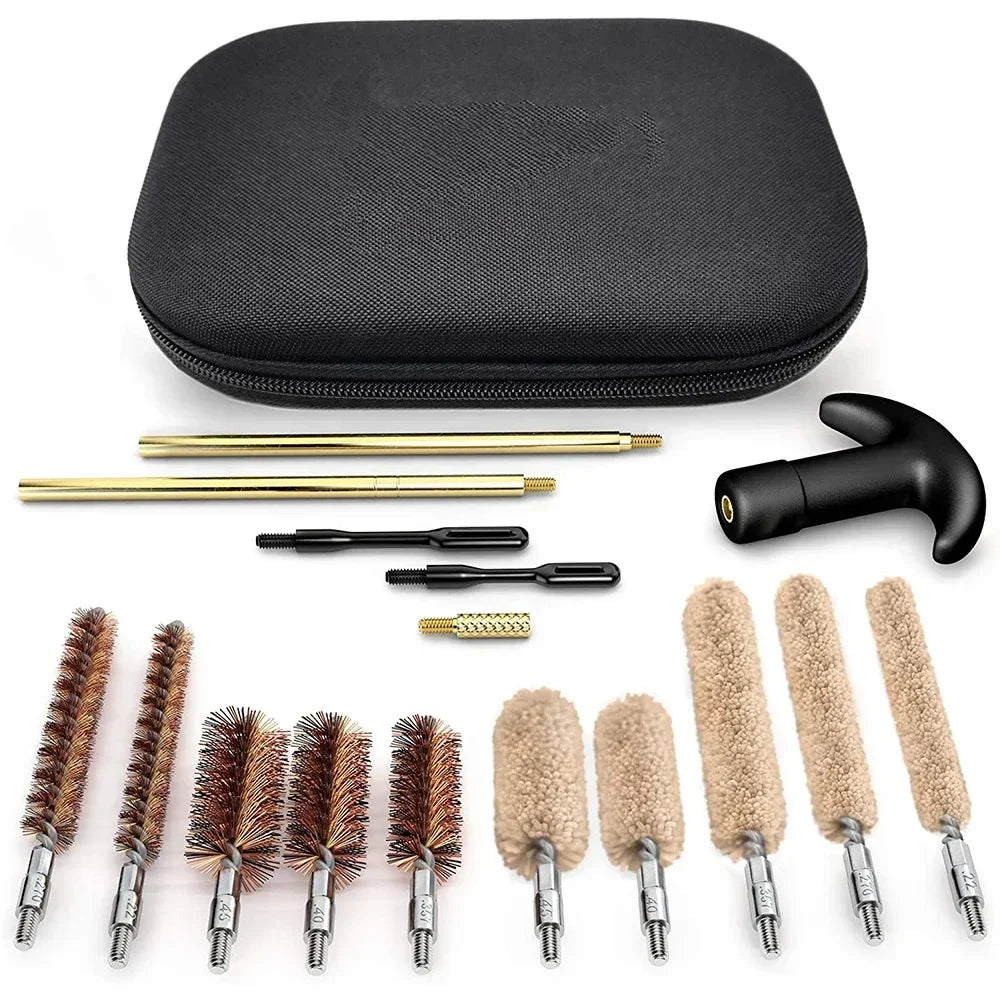 16PCS Tactical Gun Cleaning Kit – Universal Brass Rod for Handgun & Pistol Barrel Cleaning (.22/9mm/.40/.357 Caliber)