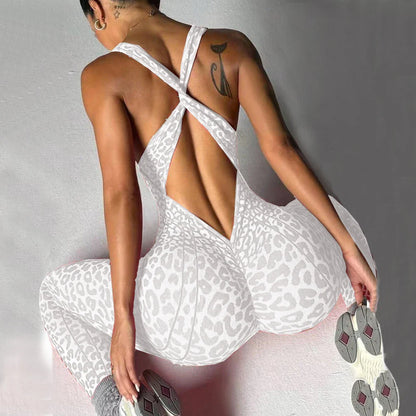 Women’s One-Piece Pad Jumpsuit Yoga Set – Flared Scrunch Workout Pants & Trendy Activewear XP10