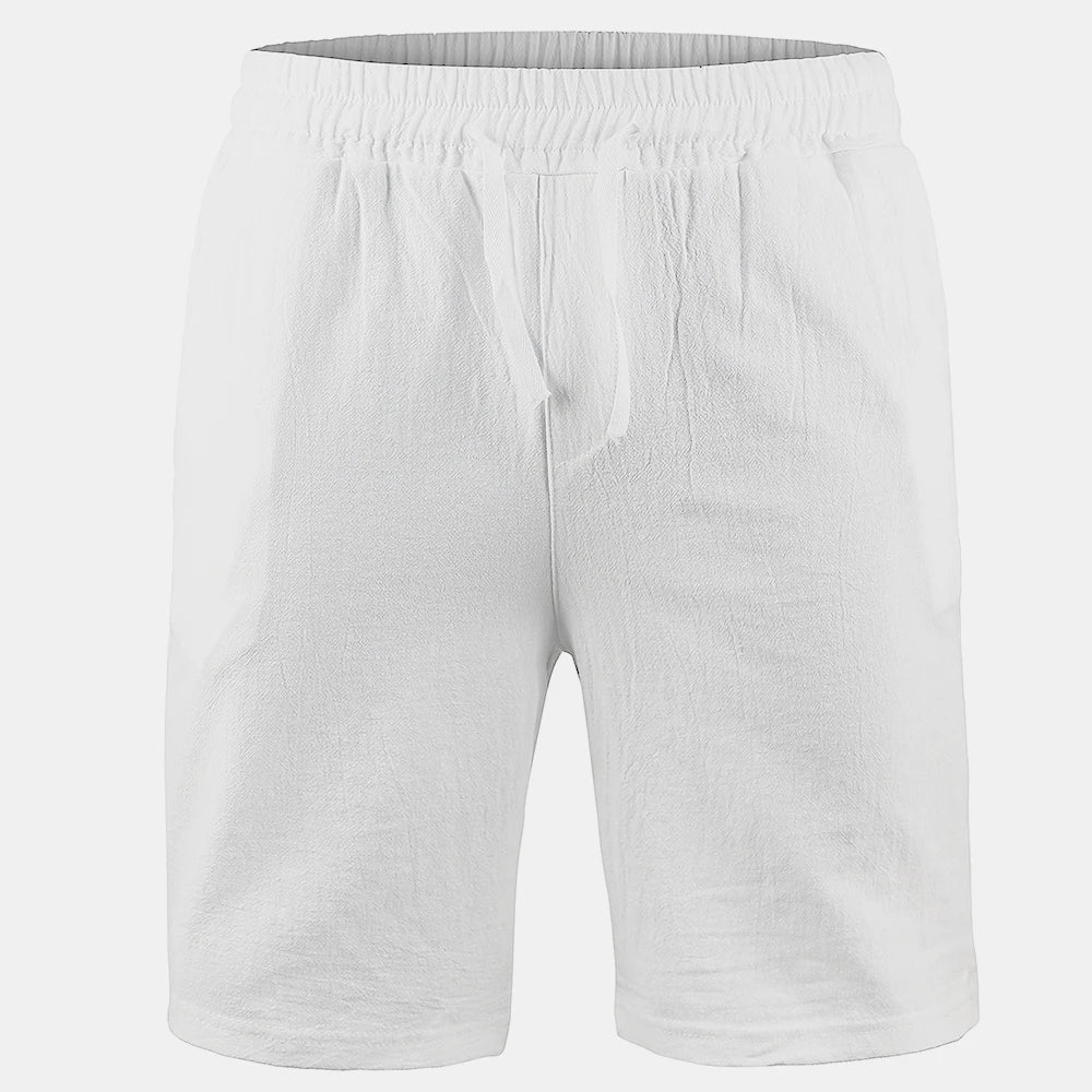 KB Men's Cotton Linen Shorts - Breathable Solid Color Summer Streetwear Pants S-3XL