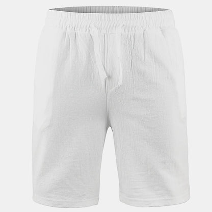 KB Men's Cotton Linen Shorts - Breathable Solid Color Summer Streetwear Pants S-3XL