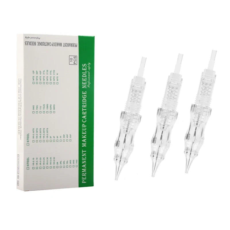Professional PMU Cartridge Needles – 1R 3R 5R Screw Tips for P300 Rotary Tattoo Machine, Eyebrow & SMP Use