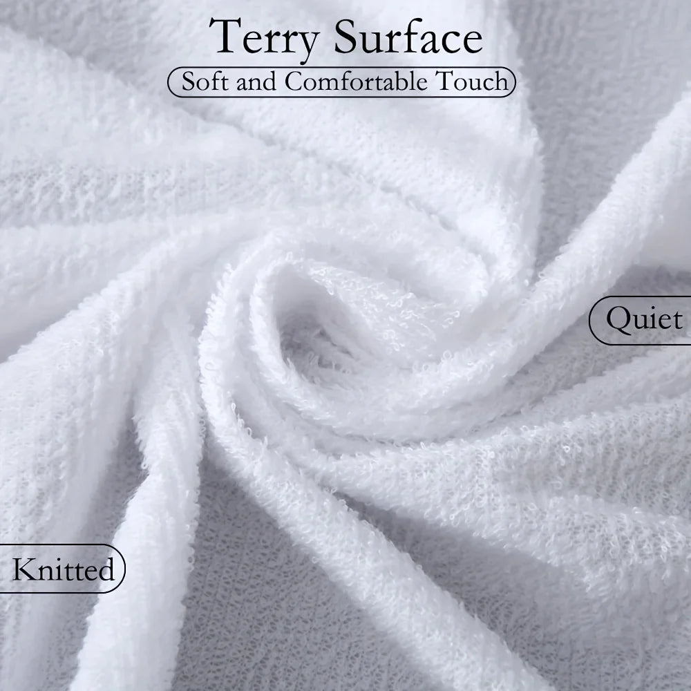 Waterproof Terry Cloth Mattress Protector - Soft Breathable Knitted Fitted Bed Cover Skin-Friendly Design