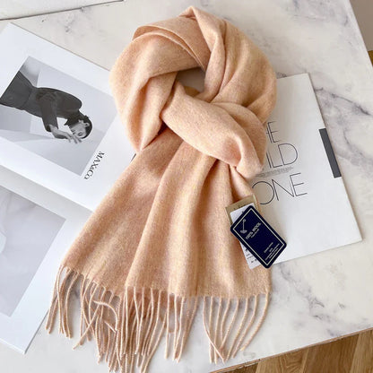Winter Narrow Wool Scarf – 28 Colors, 100% Wool Solid Color Unisex Scarf for Men & Women, Warm and Cold-Proof