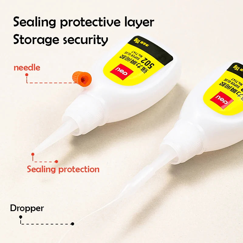 1-3PCS Deli 502 Super Glue - Instant Quick-Drying Cyanoacrylate Adhesive for Leather, Rubber, Wood and Metal