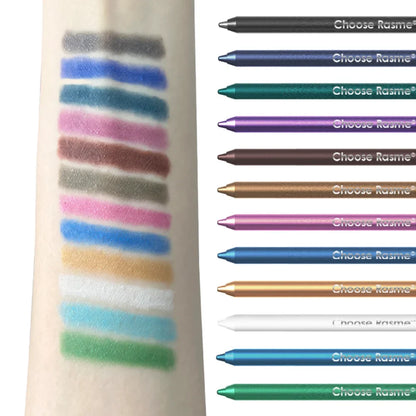 12-Piece Waterproof Eyeliner Set - Shimmer Eyeshadow & Highlighter Pens