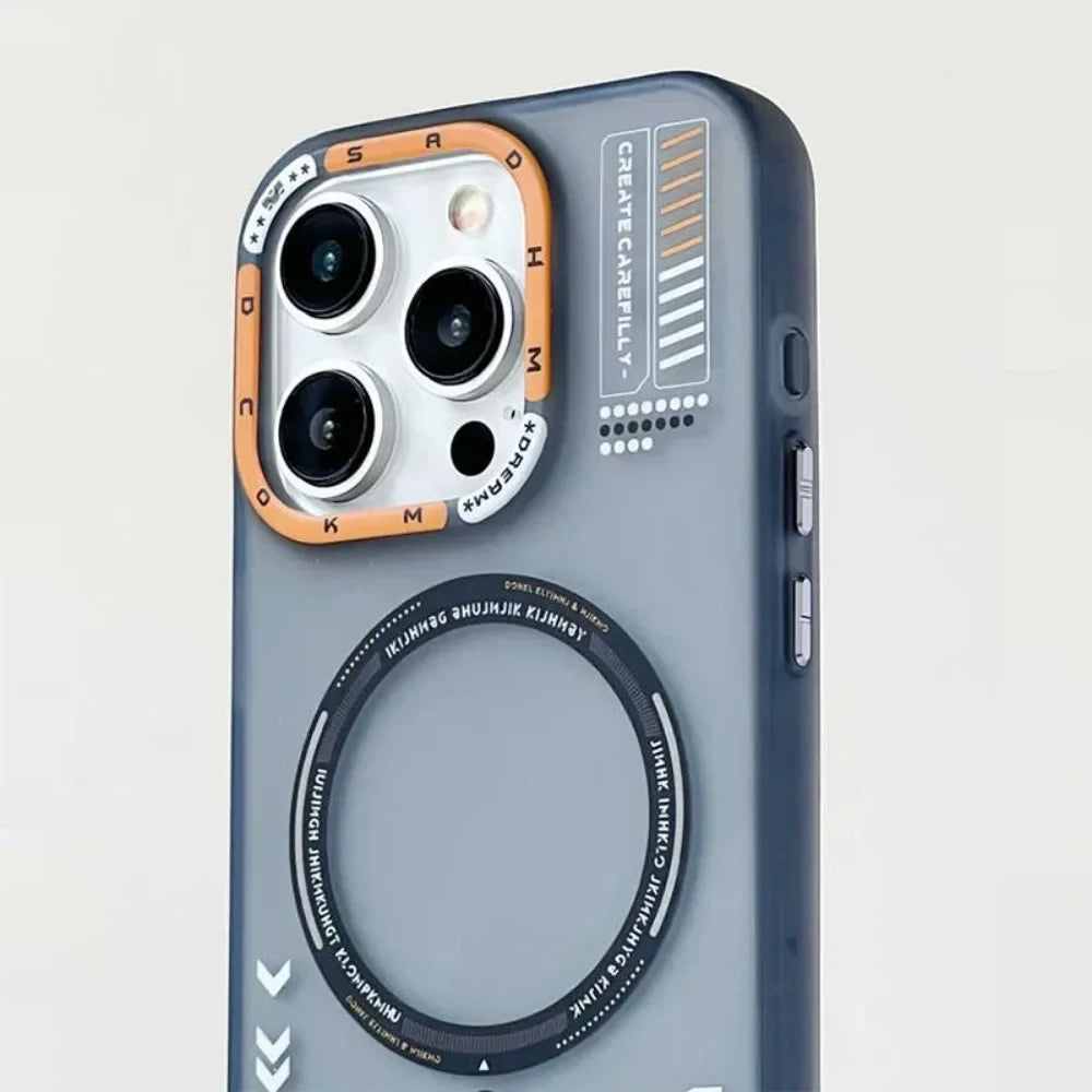 Matte Magnetic iPhone Case — Frosted Back, Metal Lens Frame & Buttons, MagSafe Wireless Charging for iPhone 13–17 Pro Max
