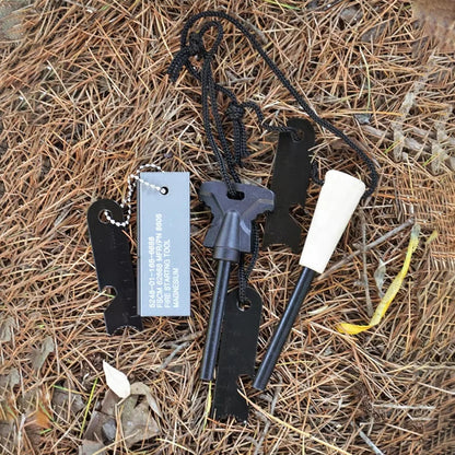 Portable Magnesium Fire Starter - Flint Lighter with Wooden Handle Outdoor Survival Camping EDC Emergency Tool