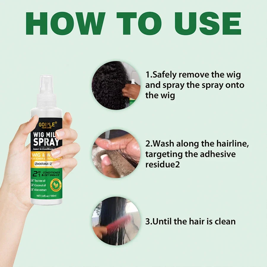 100ml Wig Milk Moisturizing Spray - Leave-In Conditioner for Synthetic Hair Frizz Control & Shine Care