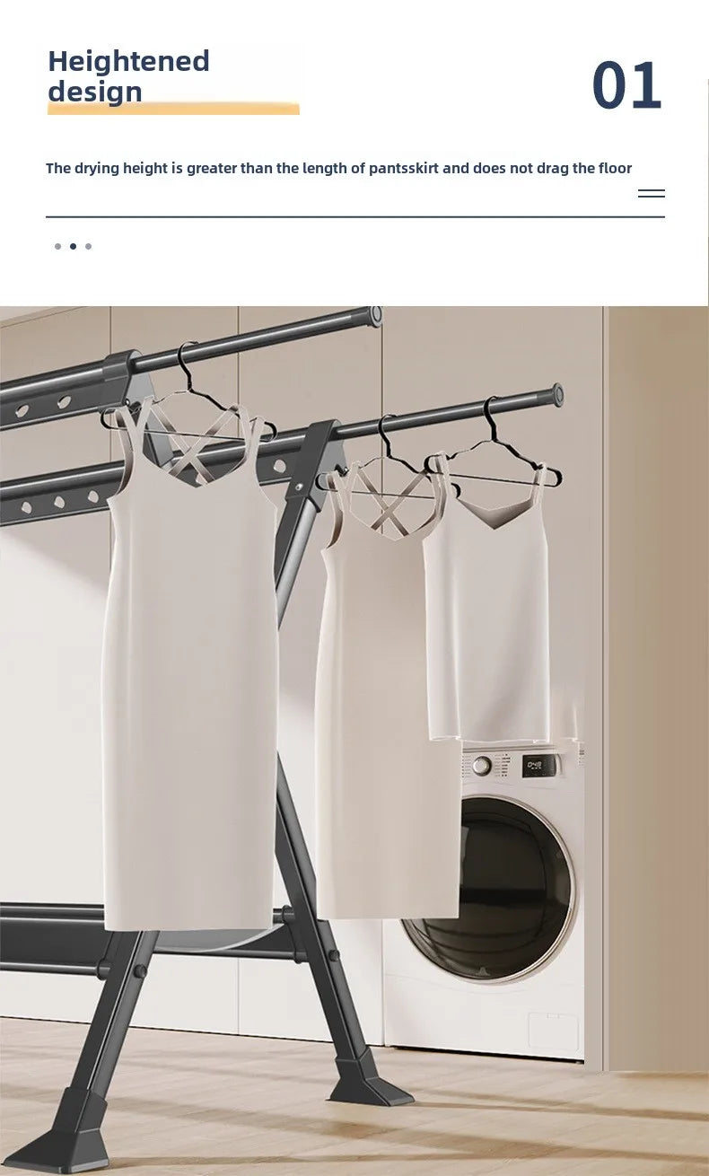 Floor-to-Ceiling Aluminum Drying Rack — Foldable Outdoor & Indoor Clothes Organizer for Kids' Clothing