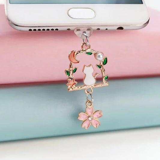 Cute Cat Phone Dust Plug - Decorative Charging Port Protector Accessory & Gift for Phone Lovers