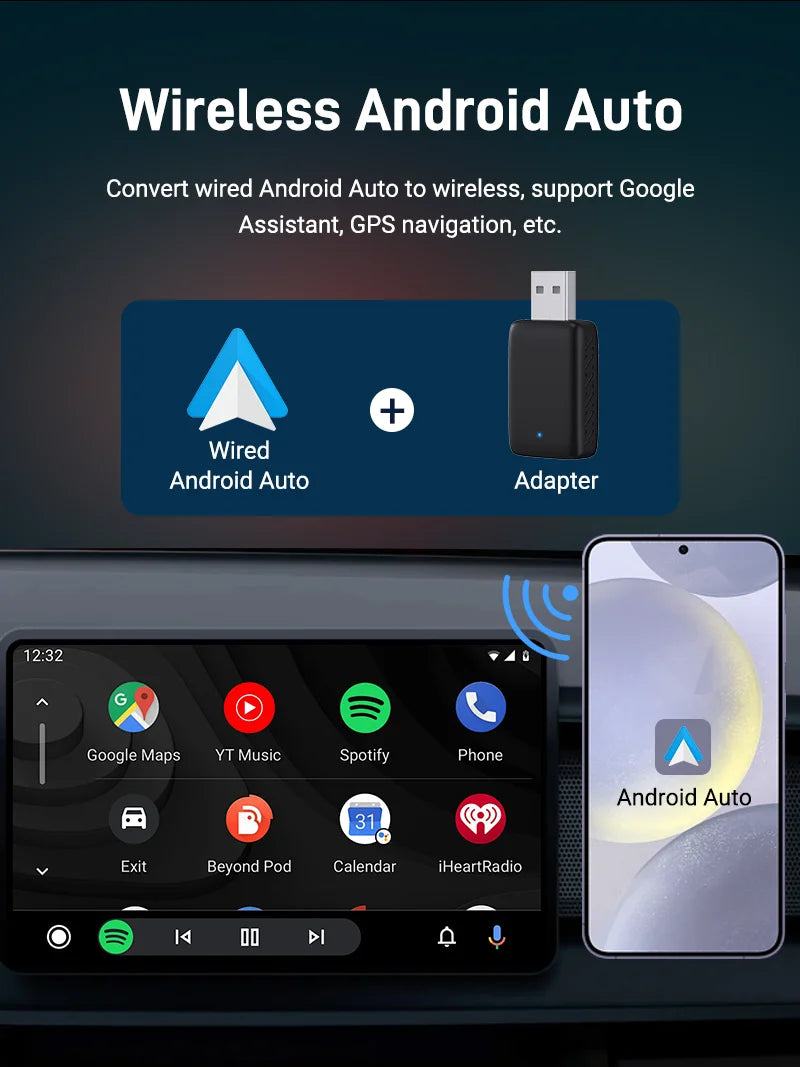 2025 Wireless CarPlay & Android Auto Adapter | 2-in-1 Smart Mini Box with WIFI & Bluetooth for Toyota, Volvo, Benz, MG, Kia, Mazda, Ford