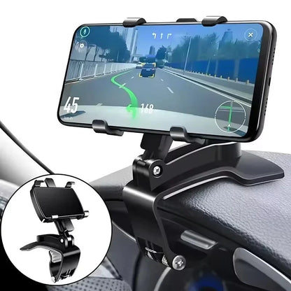 Universal Car Phone Holder - 360° Rotatable Dashboard GPS Mount with Adjustable Clip