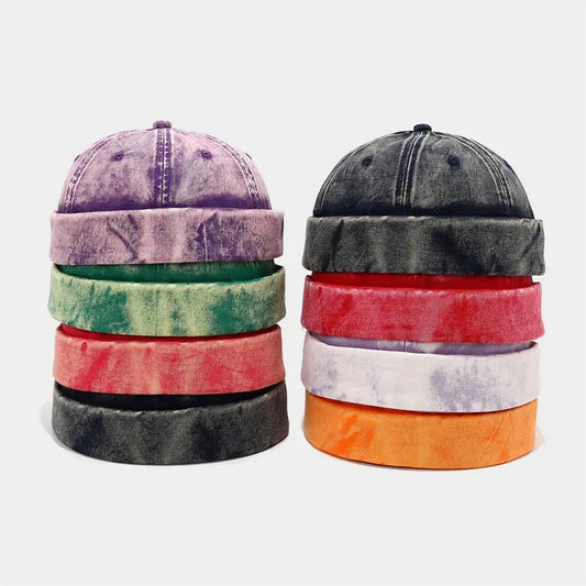 Cotton Print Docker Cap - Four Seasons Brimless Sailor Style Hat for Men & Women