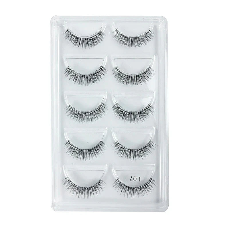 5 Pairs Manga Style Cosplay False Eyelashes – Soft Natural Short Mink Strip Lashes with Clear Band
