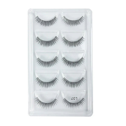 5 Pairs Manga Style Cosplay False Eyelashes – Soft Natural Short Mink Strip Lashes with Clear Band