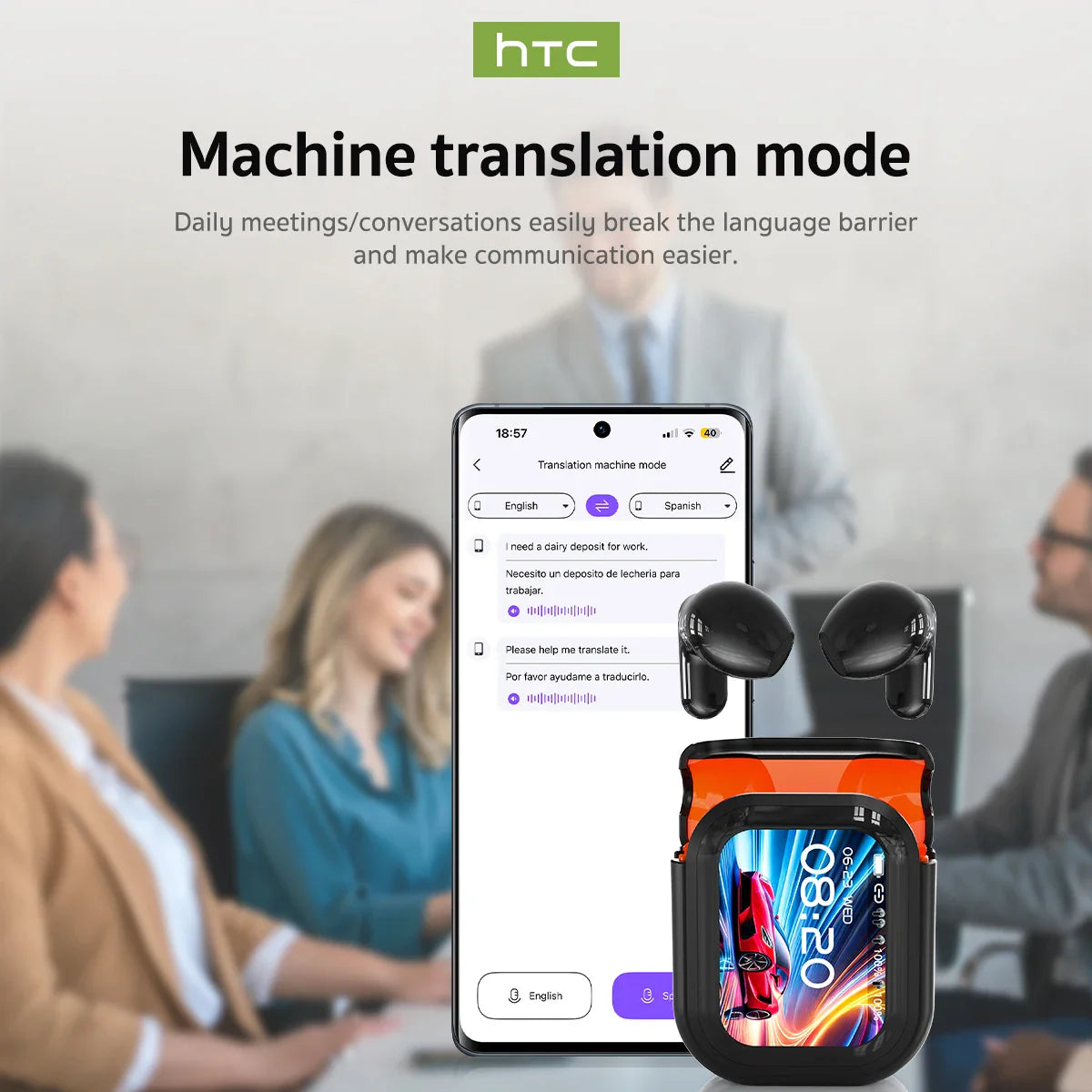HTC NE20 Bluetooth 6.0 Wireless Translator Earphones – Waterproof IPX4 with Long Battery Life