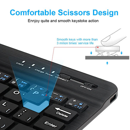 Bluetooth Wireless Mini Keyboard - Rechargeable Portable Keyboard for Laptop Tablet iPad Android iOS