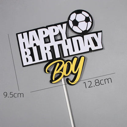 Soccer Cake Topper (Boy) – Football Party Decorations & Happy Birthday Cake Picks for Kids