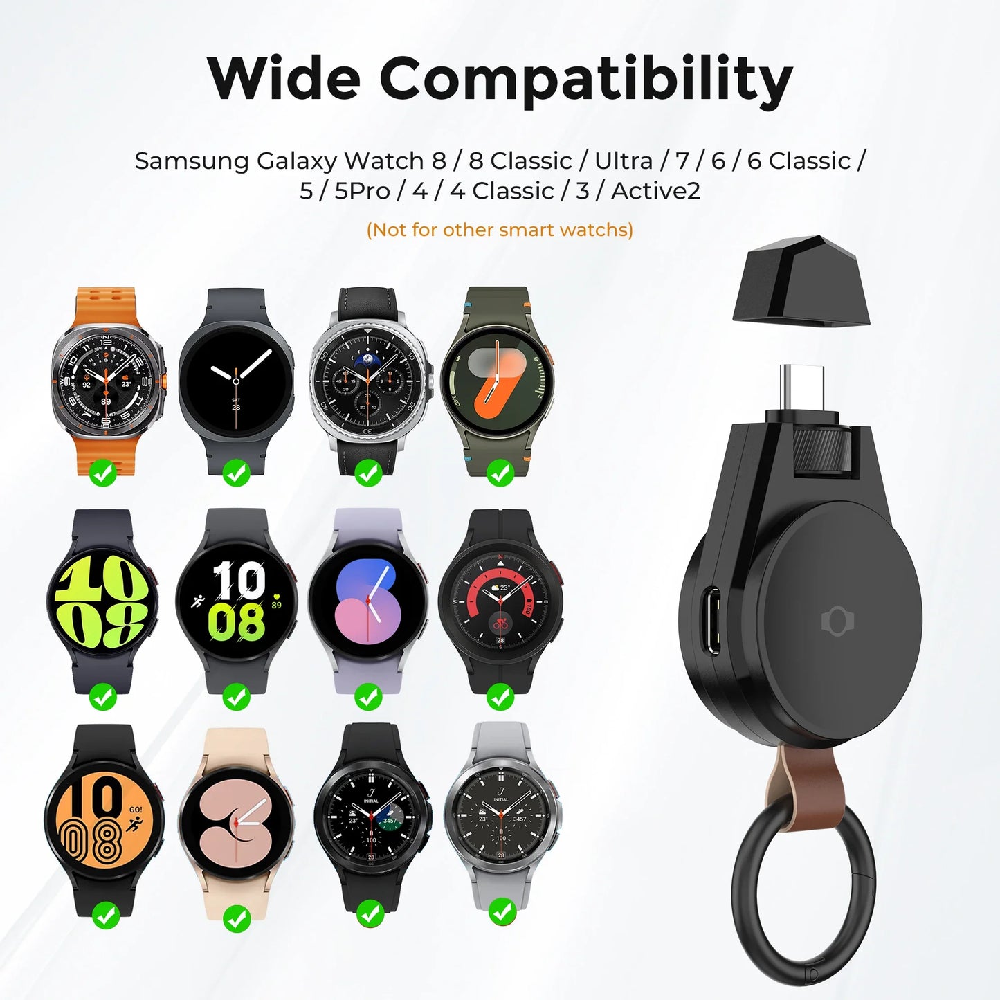SIKAI Magnetic Watch Charger - USB Type-C Fast Wireless Charger for Samsung Galaxy Watch Ultra, Classic 8, 7, 6, 5 & Pro Models