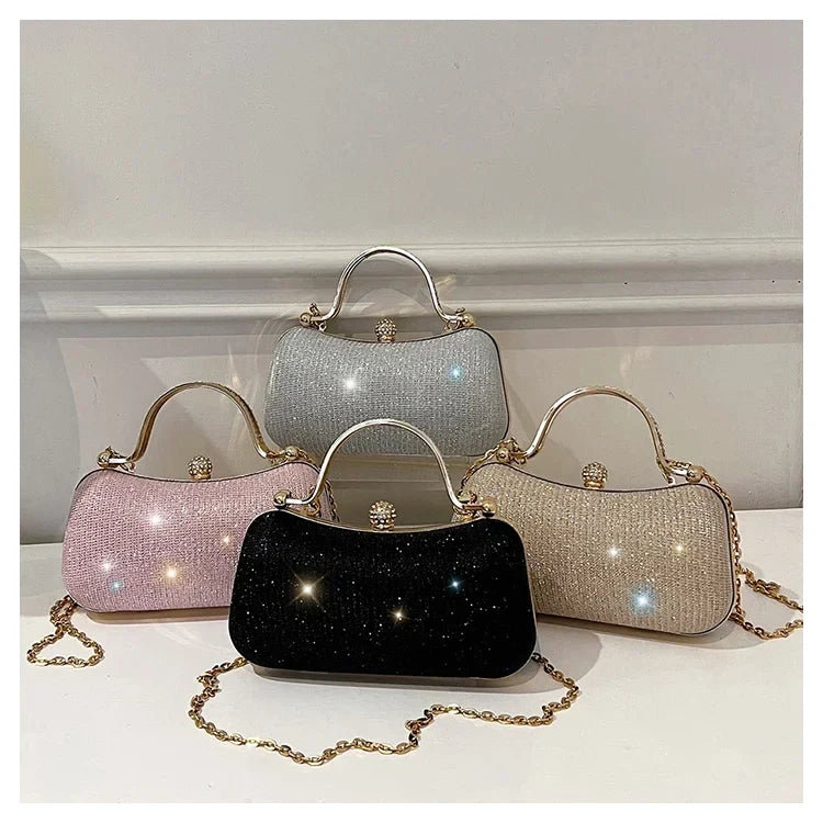 Women’s Chain Evening Shoulder Bag – Vintage Crossbody Handbag Dinner Party Underarm Satchel