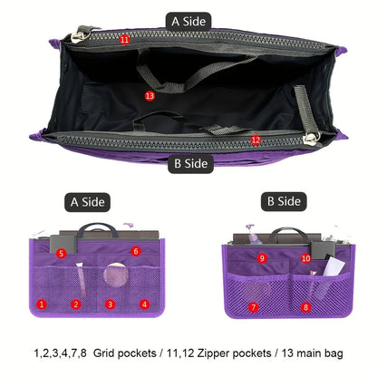 Multifunctional Bi-Fold Storage Bag - Large Capacity Double Zipper Makeup & Toiletry Organizer