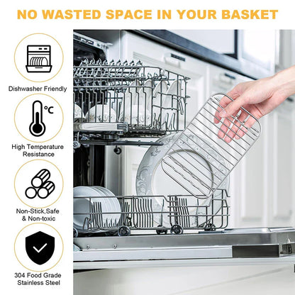 Rectangle Air Fryer Rack Set – Compatible with Ninja DZ201/DZ401, Double Basket Grill & Baking Racks