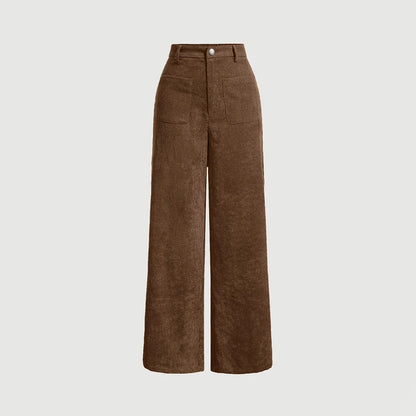 Mia Muse Women's All-Season Casual Pants – Retro Vintage Pocket, Natural Waist, Full Length for Any Occasion