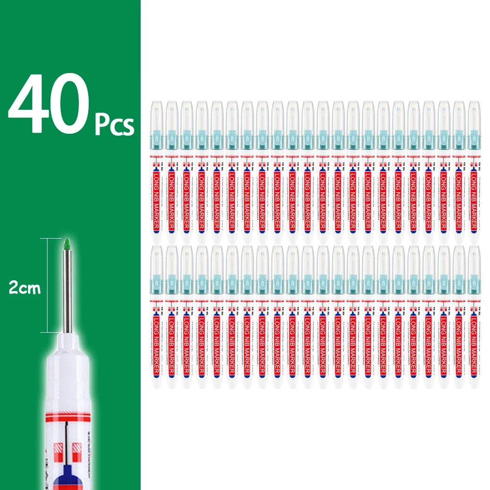 2cm Waterproof Deep Hole Marker Pen - Long Head Carpenter Markers for Metal Woodworking Tools 4-80pcs