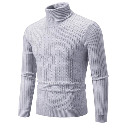 Men's High Neck Turtleneck Sweater - Warm Knitted Pullover Winter Casual Outdoor Top