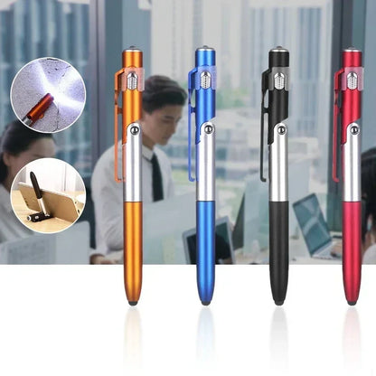 4-in-1 Multifunction Ballpoint Pen — LED Light, Foldable Phone Holder, Night Reading, Writing Pencil for Office, School, and Students