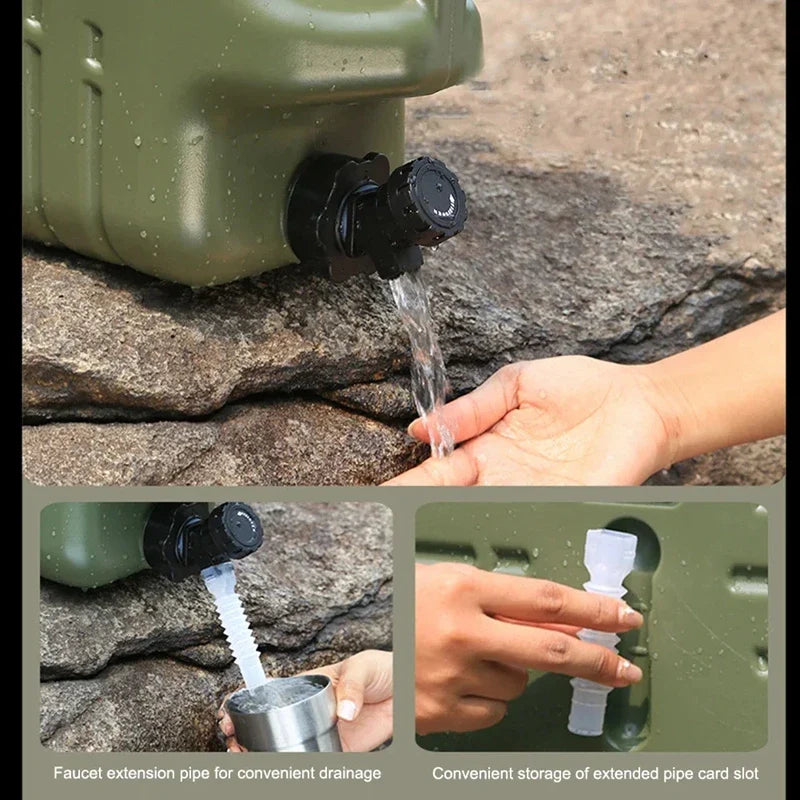 11L Portable Water Bucket – Large Capacity Drinking Canister with Detachable Leak-Proof Faucet for Outdoor Travel