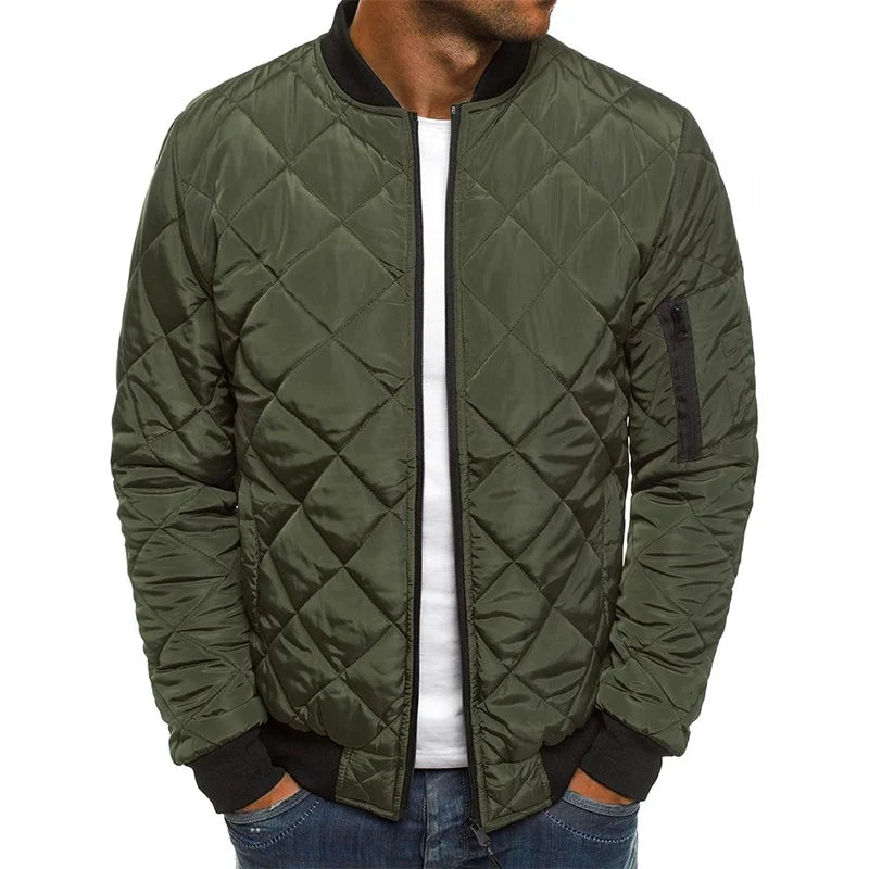 Winter Men's Baseball Collar Jacket - Lightweight Mesh Pressed Vintage Flight Casual Long Sleeve Outerwear