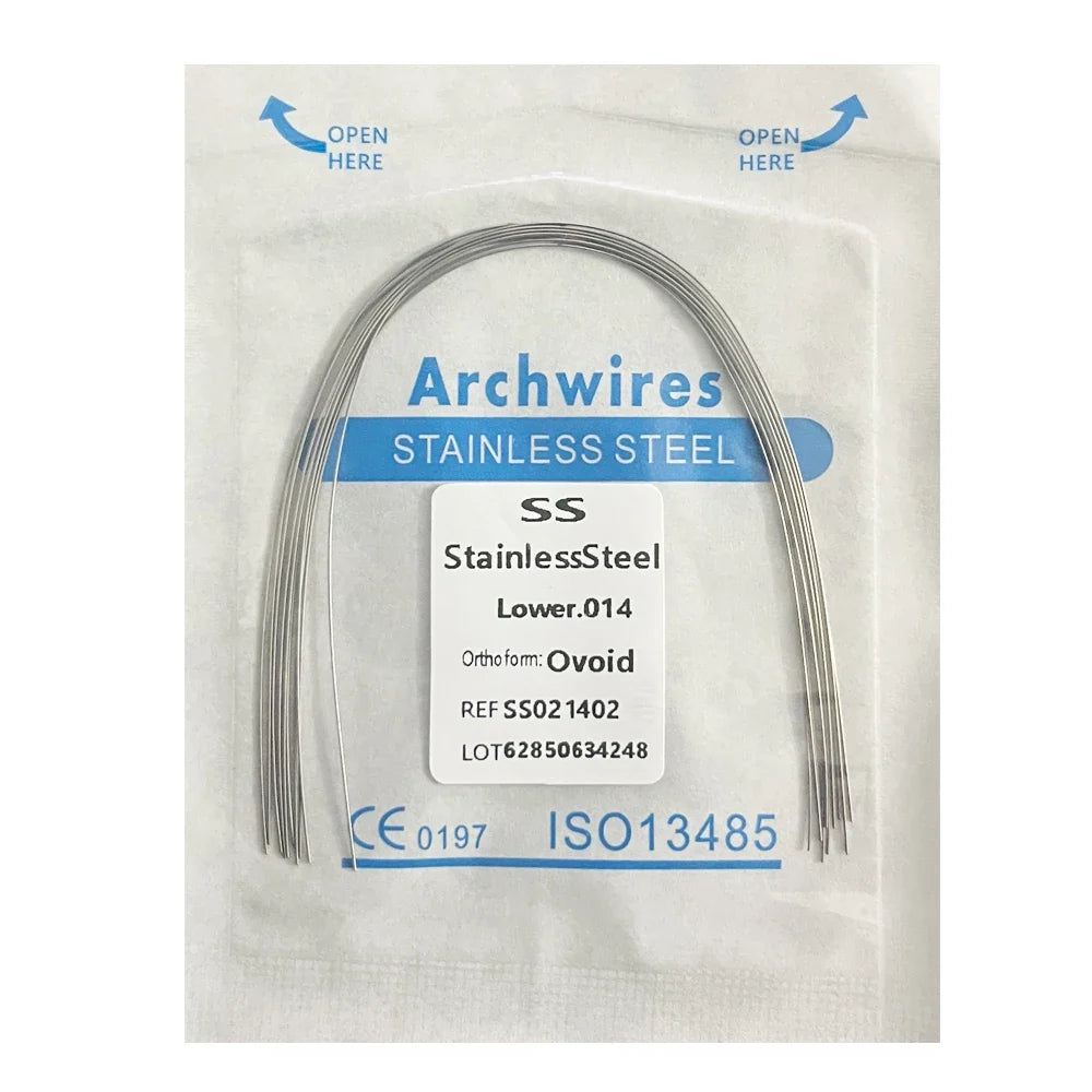 10PCS Dental Orthodontic Arch Wire Set - Stainless Steel Round & Rectangular Dentist Ovoid Form Material