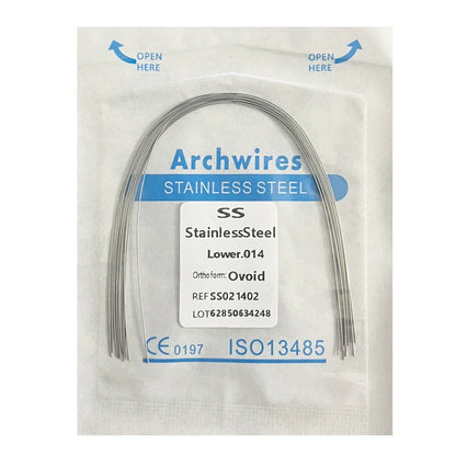 10PCS Dental Orthodontic Arch Wire Set - Stainless Steel Round & Rectangular Dentist Ovoid Form Material