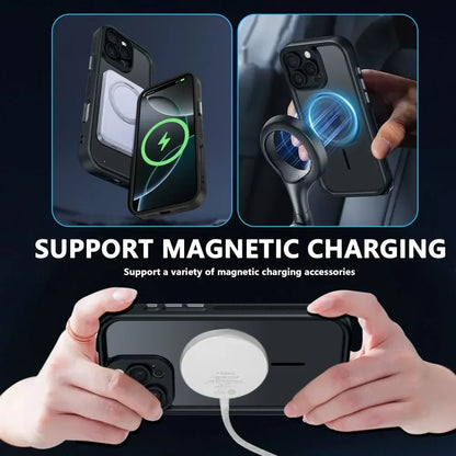 Luxury Matte MagSafe Transparent Case — Shockproof Magnetic Bumper Cover for iPhone 11–17 Pro/Max/Plus/Air