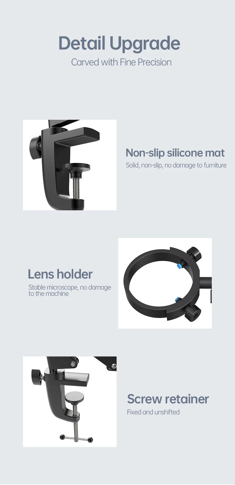 RIEVBCAU Flexible Microscope Arm Stand – Adjustable Metal Bracket Mount for DM4, DM7, DM9, MS1, MS3 Models