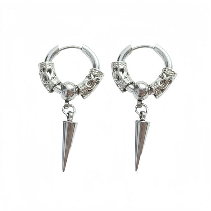 Long Hanging Cross & Leaf Hoop Earrings – Vintage Stainless Steel Hip Hop Unisex Jewelry Accessories