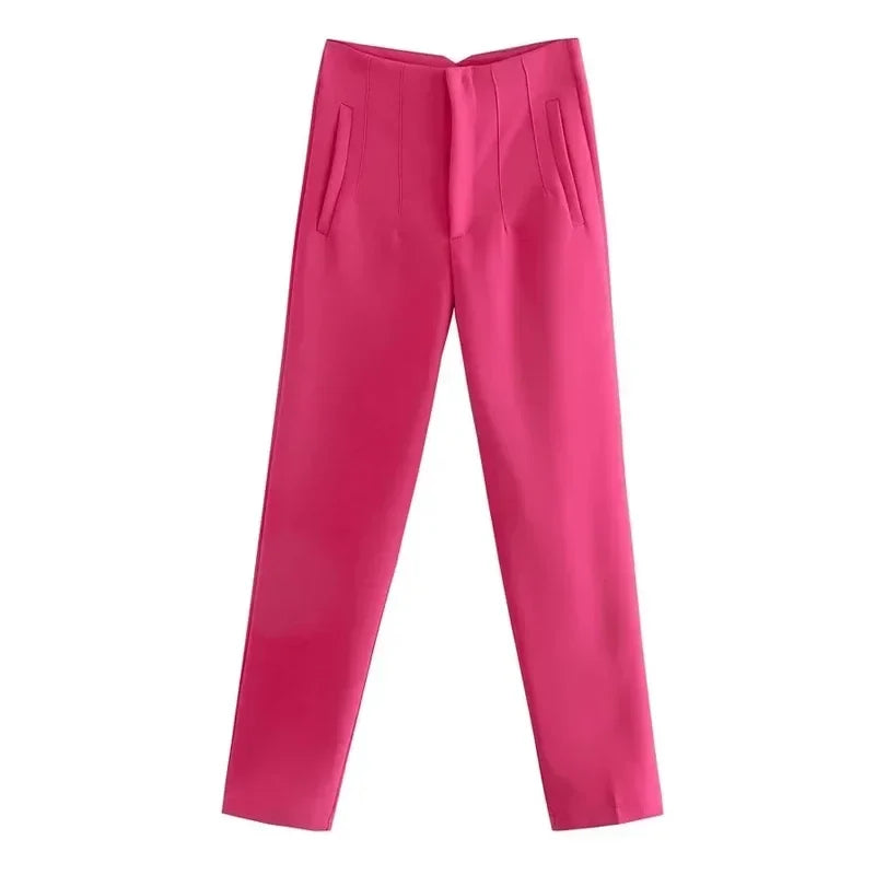 Women High Waist Office Pants - Fashion Formal Pencil Trousers for Workwear Business & Casual Outfits