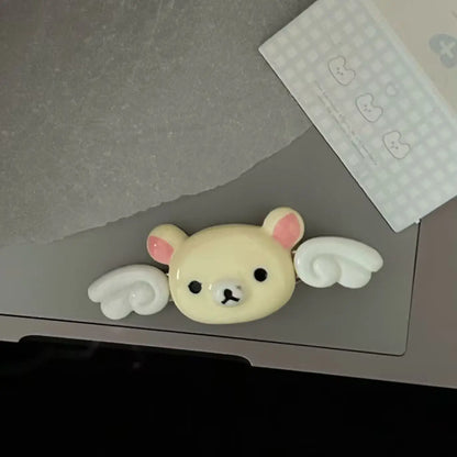 Kawaii Rilakkuma Hair Clip - Cute Cartoon Bangs Side Barrette Wave Point BB Clip Angel Wing Style Birthday Gift