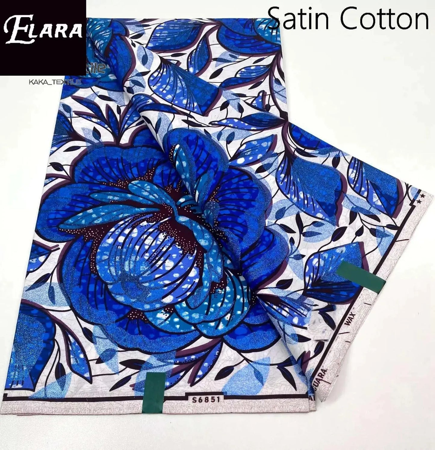 African Real Wax Print Fabric - Grand Original Ankara Blue Cotton Wax Material 6 Yards for Stylish Dresses & Uniforms