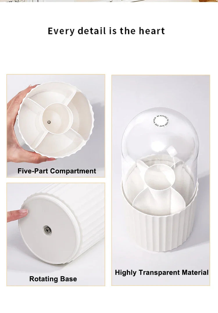 360° Rotating Makeup Brush Holder with Lid – Organizer for Vanity, Desktop, Countertop & Dresser Table