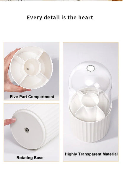 360° Rotating Makeup Brush Holder with Lid – Organizer for Vanity, Desktop, Countertop & Dresser Table