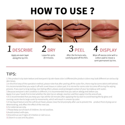 Peel Off Lip Stain Pencil - Matte Waterproof Long Lasting Smudge Proof Lip Liner Tattoo Makeup