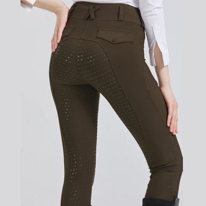Professional Equestrian Riding Pants — Silicone Anti-Slip, Quick-Dry, Tight-Fit Sports & Cycling Trousers for Horse Riding Exams