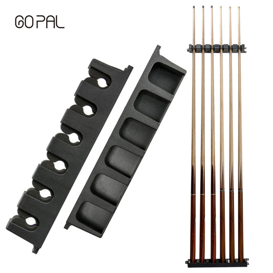 Go Pal Cue Holder Rack - Durable Hardwood Wall Mount Billiard Stick Storage Organizer for Pool Cues