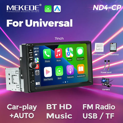 MEKEDE 1DIN MP5 Player — 7" HD Touchscreen Car Radio with USB, Bluetooth & TF Card for Universal Auto Multimedia