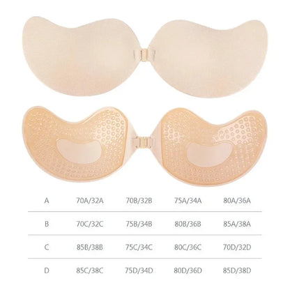 1/2pcs Invisible Women’s Push-Up Bra – Backless Strapless Silicone Self-Adhesive Front Placket Underwear